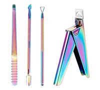 Jubaopen Set Manicure Professionale, Tagliaunghie in Acciaio Inox + Lima per unghie+Spinta per unghie+Smalto per triangoli, Tip Cutter False Nail Clipper per Mani Art Salone DIY