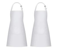 Jubatus Confezione da 2 grembiuli con 2 tasche, grembiule da cucina da chef per donne e uomini, bianco