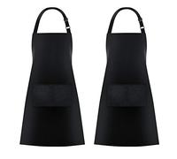 Jubatus Confezione da 2 grembiuli con 2 tasche, grembiule da cucina da chef per donne e uomini, nero