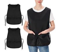 Jubatus Confezione da 2 grembiuli con 2 tasche, per donne e uomini, tessuto in poliestere ad asciugatura rapida, colore nero