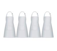 Jubatus Confezione da 4 grembiuli con 2 tasche, grembiule da cucina da cucina per donne e uomini, bianco