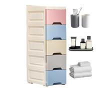 Jubepk Bathroom Storage Cabinet, Kitchen Organizer Shelf, 5-Tier Vertical Unit with Smooth Casters, Compact and Versatile Frame, Space Saver for Rental, Apartment, Hotel, Home, 7.09x11.81x31.5 Inches