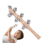 Jubepk Campane jingle portatile, jingle stick | Strumento musicale Percussione Shaker Rattle,Jingle Bells Stick con manico in legno per i concerti di balli per le prestazioni del compleanno