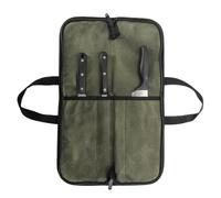 Jubepk Chefs Knives Roll Bag, Waxed Canvas Tool Pouch, 18.9x12.4 Inches, Kitchen Knife Carrier, Secure Handle Strap Design for Culinary Students and Professional, Multicolor