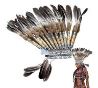 Jubepk Chief Feather Hat | Native Feather Hat | Native Style Hat | Vintage Feather Headband | Allowing Wearers to Connect with and the Traditions and History Associated with Feathered Adornments.