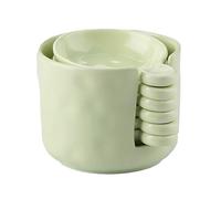 Jubepk Dipping Sauce Plate and Holder Set - 6-Piece Ceramic Small Dish for Seasoning with Storage Box, Container Serving Dish for Soy Sauces, Condiments, Fruit, Snack, Salad Dressing, Cream, Green