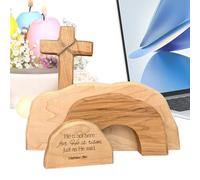 Jubepk Easter Resurrection Scene Set, Wooden Tiered Tray Kit, Handcrafted Jesus Nativity Sign, Religious Christian Table Decor, Ideal for Catholic Home and Church Decoration