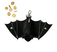 Jubepk Foldable Coin Pouch, Leather Bat Keychain Bag, Small Foldable Wing Purse with Zipper Closure, Portable Mini Wallet for Shopping Work School Events Outdoor Activities Parties Gym