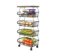 Jubepk Garage Storage Rack | Rolling Vegetable Cart | Space Saving Cart | Kitchen Fruit Organizer With Its Sturdy Wheels And Versatile Design For Maximizing Kitchen Space