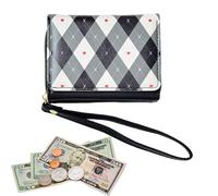 Jubepk Graziose borse per adolescenti, bel portafoglio bifold a quadri, borsa corta da 10 cm con più slot per schede, portafoglio in pelle PU per ragazze adolescenti con elegante motivo a scacchi