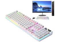 Jubepk Luminous Desktop Keyboard, Wired Mechanical Keys, Pc Keyboards, 104 Key Setup, 17.13x5.12x0.98 Inches, Provides Precise Input for Both and Typing, Multicolor