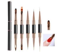 Jubepk Pennello per unghie, 5 pezzi a doppia punta, strumenti per punteggiare le unghie, per decorazione francese, pittura floreale, applicazione di colore e pittura, per la casa, per donne, ragazze
