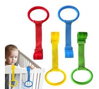 Jubepk Pull Up Rings, 4 pezzi Stand-Up Dangling Rings, Educational Walking Training Tool, Crib Attachment for Standing Practice, Exercise Assistant for