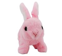 Jubepk Realistic Interactive Bunny, Electronic Plush Rabbit Toy, Cute Stuffed Bunny, Life Like Pet Companion, 6.3x3.54x6.3 Inches Jumping and Ear-Twitching Feature, Fun Gift for Kids