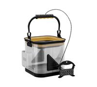 Jubepk Secchio per esche vive, borsa da trasparente, 24 x 21 x 21 cm, cestino per pesci pieghevole, design con coperchio con cerniera, accessori per pescatori per fiumi all'aperto e acqua salata