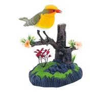 Jubepk Simulation Electronic Bird, Cute Chirping Pen Holder, 7.09x6.3x4.33 Inches, Realistic Decorative Toy with Sound Sensor, Ideal for Kids, School, Bedroom, Kitchen, Red/Yellow/Orange