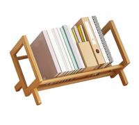 Jubepk Small Bookcase | Desk Bookshelf | Desk Organizer Rack | Desktop Shelf Unit | 33x24.5x21cm/12.99x9.65x8.27 Inches, Space While Keeping Your Books, White, Wood Color and Dark Brown
