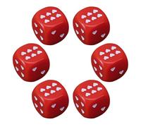 Jubepk Small Dice, Acrylic Dice with Heart Shaped Dots, Rounded Corner Portable 6 Piece Rolling Cube Toys for Collecting, Travel, Homeschooling, Family, Party, Kids, Home