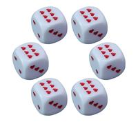 Jubepk Small Dice, Acrylic Dice with Heart Shaped Dots, Rounded Corner Portable 6 Piece Rolling Cube Toys for Collecting, Travel, Homeschooling, Family, Party, Kids, Home
