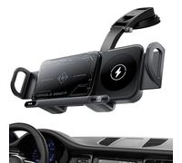 Jubepk Wireless Car Charger, 15 W Fast Charging Phone Holder, Double Coil Foldable Mount Stand, Auto-Clamping Cellphone Charging Device for Air Vent, Dashboard, Center Console, Mobile Use