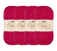 JubileeYarn Baby - Filato di cotone morbido di bambù, 50 g, matassa, magenta - 4 matasse