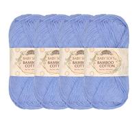 JubileeYarn Baby Gomitolo da 50 g di filo morbido in bambù e cotone, blu ghiaccio, 4 matasse