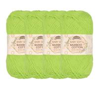 JubileeYarn Baby Gomitolo da 50 g di filo morbido in bambù e cotone, color avocado, 4 matasse