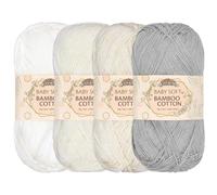 JubileeYarn Baby - Gomitolo di filato di cotone di bambù, 50 g, tonalità di bianco, 4 matasse