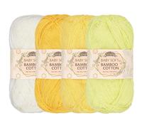 JubileeYarn Baby - Gomitolo di filato di cotone di bambù, 50 g, tonalità di giallo, 4 matasse