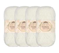 JubileeYarn Baby Soft Bamboo Cotton Yarn - Matassa da 50 g/matassa, latte di mandorla, 4 matasse