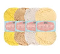 JubileeYarn Cotton Select - Peso sportivo - 50 g/matassa - Tonalità di giallo - 4 matasse