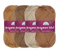 Amigurumi Select - Matassa di filato 100% acrilico, per lavori a maglia e uncinetto - Peso per diteggiatura in acrilico, tonalità di marrone, 4 matasse