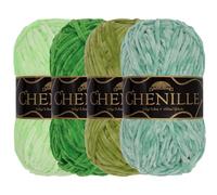 JubileeYarn - Filato di ciniglia, peso pettinato, 100 g/matassa, tonalità di verde, 4 matasse