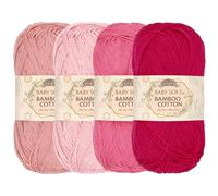 JubileeYarn, Filato di cotone e bambù Baby Soft, 4 matasse, 50 g/matassa, sfumature di rosa