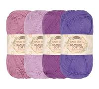 JubileeYarn, Filato di cotone e bambù Baby Soft, 4 matasse, 50 g/matassa, sfumature di viola