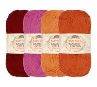 JubileeYarn, Filato di cotone e bambù Baby Soft, 4 matasse, 50 g/matassa, tonalità di arancione