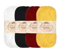 JubileeYarn - Filato in cotone di bambù Baby Soft, 4 matasse, 50 g/matassa, tonalità in contrasto.