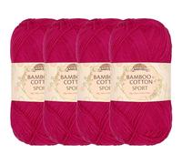 JubileeYarn Filato Sportivo, Bambù-Cotone, 50 g/gomitolo, Magenta, 4 gomitoli