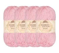 JubileeYarn, filato sportivo in bambù e cotone, 50 g per matassa, colore: rosa primula, 4 matiasse