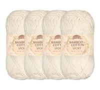 JubileeYarn - Filato sportivo in cotone di bambù, 4 strati, 50 g/matassa, Moon Beam, 4 matasse