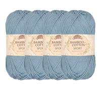 JubileeYarn - Filato sportivo in cotone di bambù, 50 g, colore blu ghiacciaio sbiadito, 4 matasse