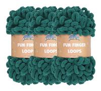 JubileeYarn Fun - Filato con passanti per dita, in poliestere Jumbo Weight Loop - 100 g/gomitolo - giada - 3 gomitoli