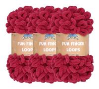 JubileeYarn Fun - Filato con passanti per dita, in poliestere Jumbo Weight Loop - 100 g/gomitolo - Sangre - 3 gomitoli