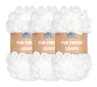 JubileeYarn Fun Finger Loops - Filato in poliestere Jumbo Weight Loop - 100 g/matassa - Bianco - 3 matasse