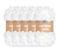 JubileeYarn Fun Finger Loops - Filato in poliestere Jumbo Weight Loop - 100 g/matassa - Bianco - 5 matasse