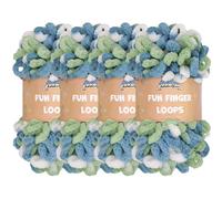 JubileeYarn Fun Finger Loops - Filato in poliestere Jumbo Weight Loop - 100 g/matassa - Multicolore Blu Verde - 4 matasse