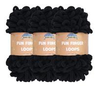 JubileeYarn Fun Finger Loops - Filato in poliestere Jumbo Weight Loop - 100 g/matassa - nero - 3 matasse
