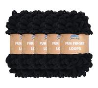 JubileeYarn Fun Finger Loops - Filato in poliestere Jumbo Weight Loop - 100 g/matassa - nero - 5 matasse