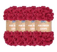 JubileeYarn Fun Finger Loops Filato - Poliestere Jumbo Weight Loop Yarn - 100 g/matassa - Sangre - 4 matasse