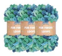 JubileeYarn Fun Finger Loops - Gomitolo da 100 g/matassa, in poliestere Jumbo, Oceanus, 3 matasse